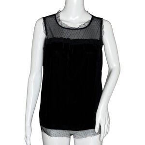 Loft Shirt Women Small Black‎ Mesh Lace Blouse Neutral Minimal Gothic Whismygoth